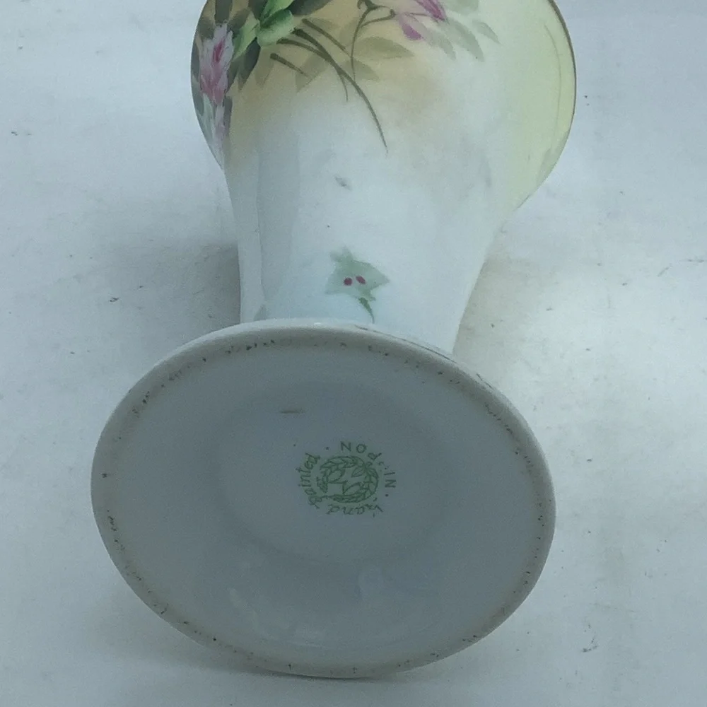 Antique Nippon Vase with Hand Painted Flowers